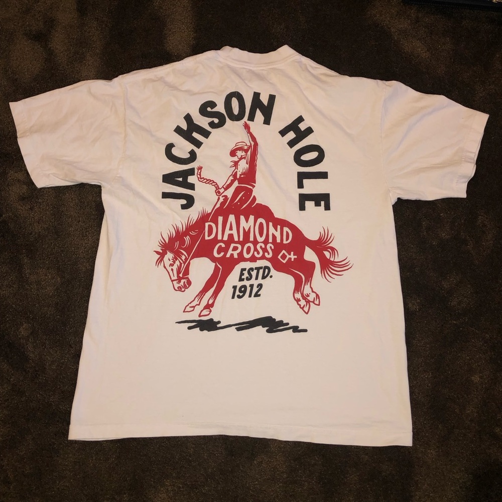 Jackson Hole Diamond Cross White Short Sleeve Tee